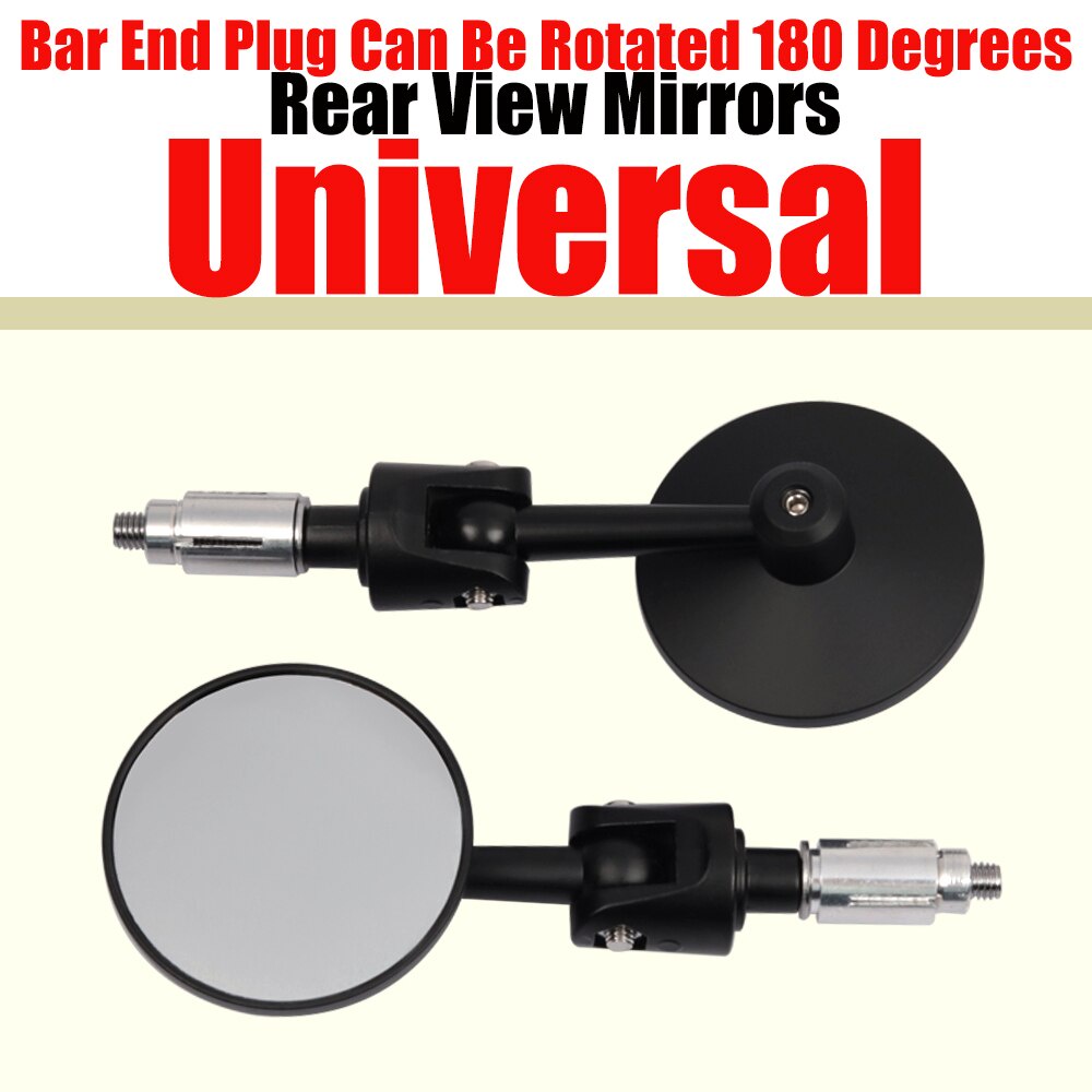 Black Bar End Mirrors For Yamaha MT-03/MT-09/MT-10 - 7/8" Handlebar, CNC Aluminum