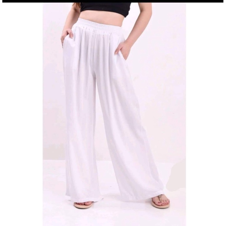 White Cotton Flared Pant