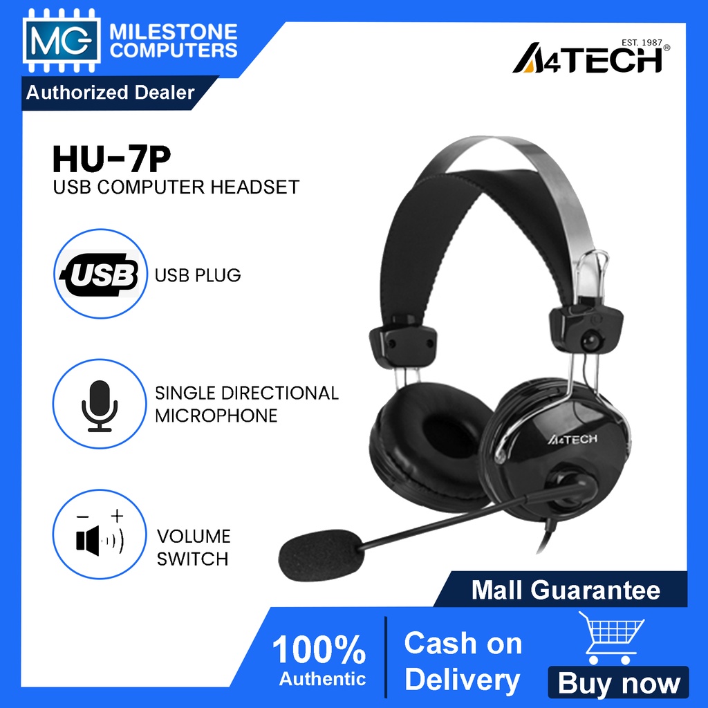 A4tech HU7P ComfortFit Stereo USB Headset Shopee Philippines