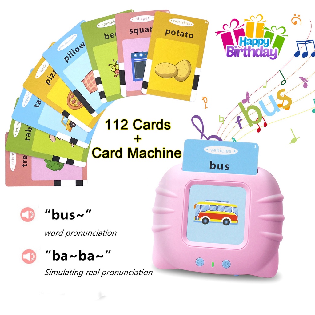Baby Flash Cards Educational Card Reading Learning English Machine for ...