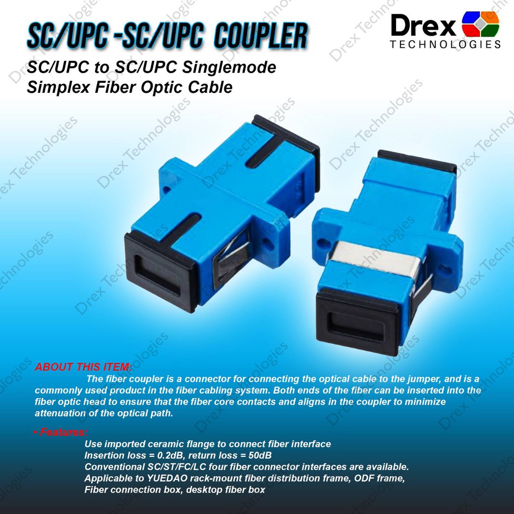 SC/UPC-SC/UPC Coupler Singlemode Simplex Fiber Optic Cable | Shopee ...