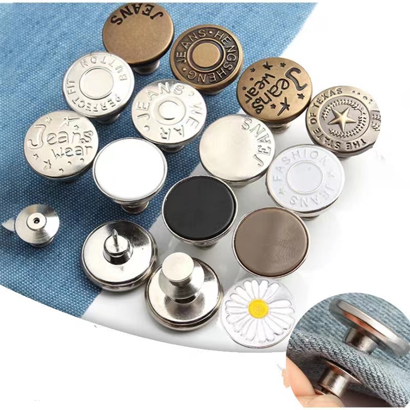 Trimming Shop 25mm Replacement Jean Buttons No Sew Buttons with Back Pins  Rivet, Antique, 100pcs 