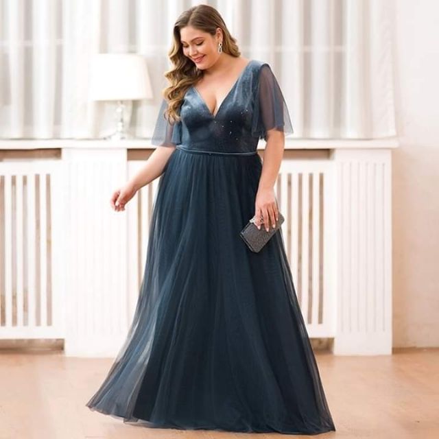 Dusty blue sale plus size dress