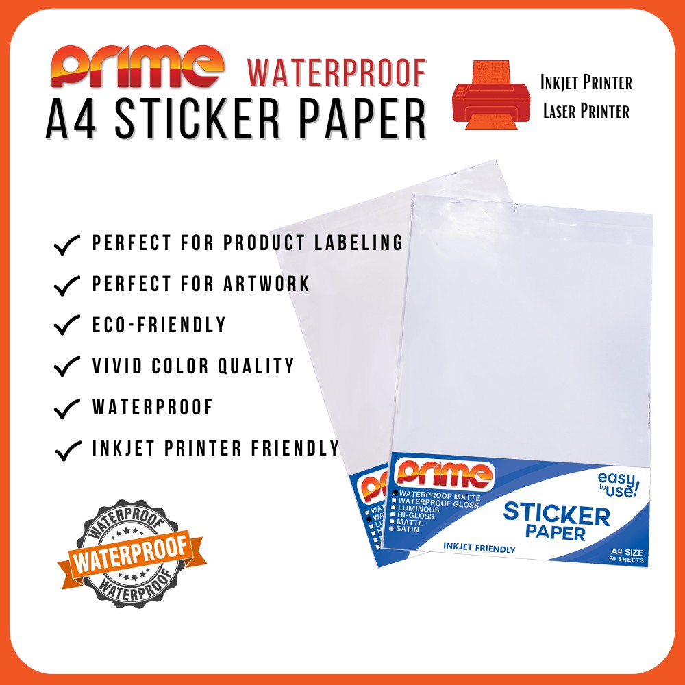 Prime Waterproof Printable A4 Sticker 10 20 sheets Shopee Philippines