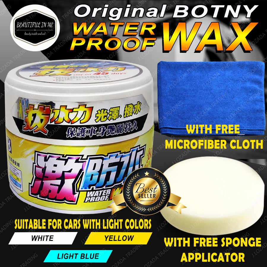 BOTNYWAX Hydrophobic Waterproof Car Wax for Light colors with free sponge and cloth BIM