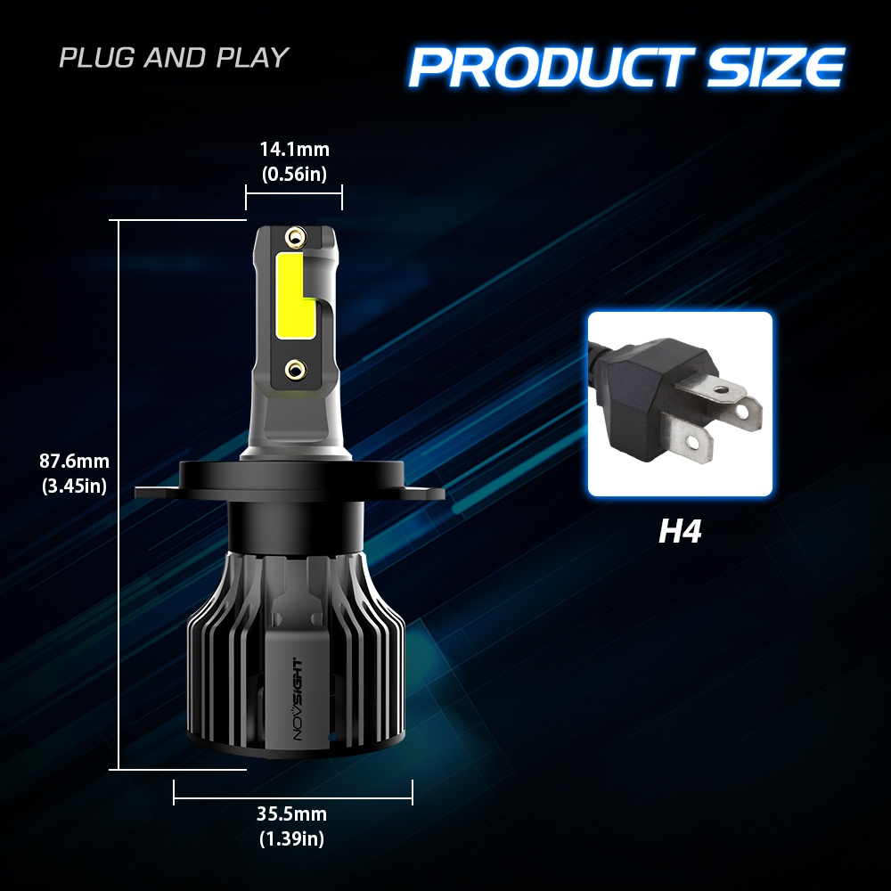 ORIGINAL NOVSIGHT H4 LED Headlight for Car H4 H7 H11 led Bulb 12V 72W ...