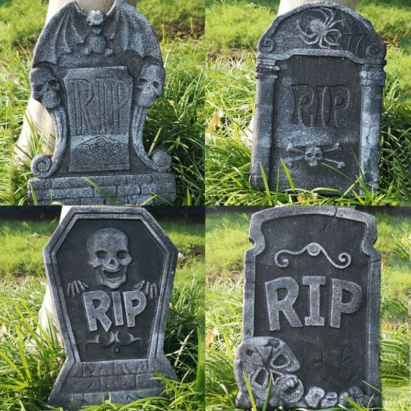 4PCS Tombstones Decoration Graveyard Prop Halloween Outdoor Gravestone