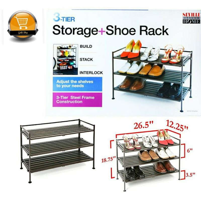 Seville 3 tier hot sale shoe rack