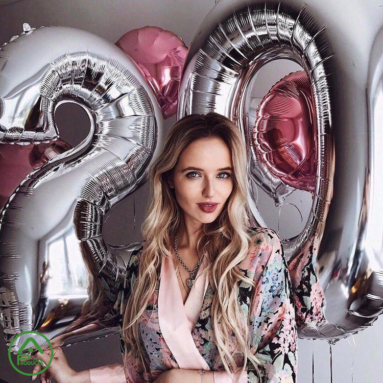 Ready Stock 40 inch 1pcs Digital balloons thin gold and silver aluminum ...