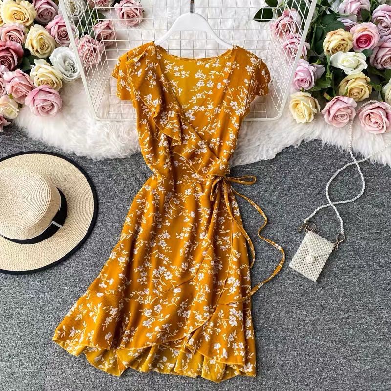 Classic little floral wrap dress (9Colors) Original Cloth and 100