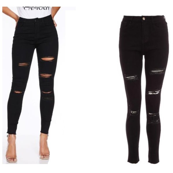 Quiz black 2024 ripped jeans