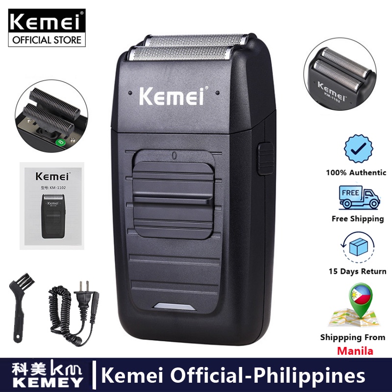Kemei Rechargeable Cordless Shaver For Men Twin Blade Reciprocating ...