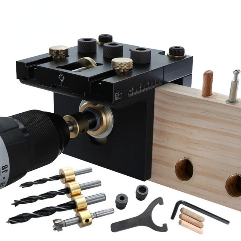 3in1 Woodworking Drilling Locator Adjustable Dowel Drill Guide Kit W