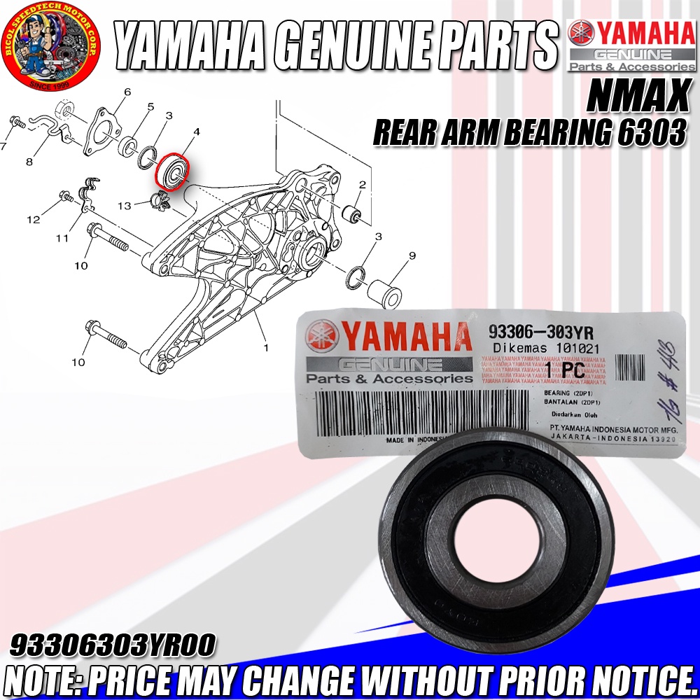 NMAX REAR ARM BEARING "6303RS" (YGP) (Genuine 93306303YR) Shopee