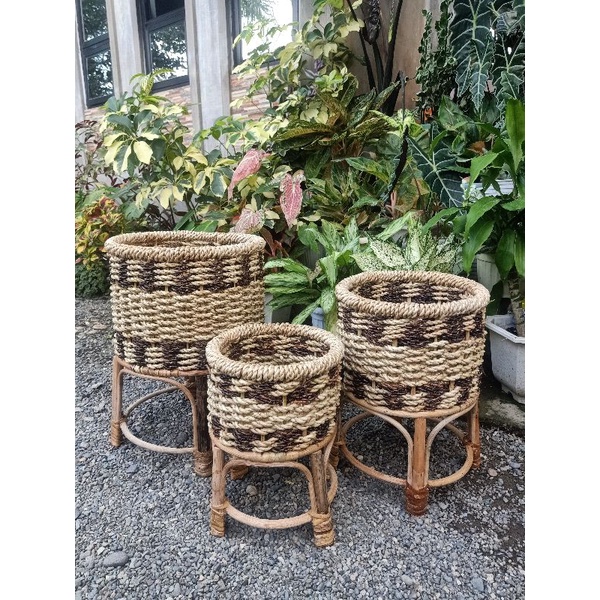 Flower stand tower Rattan three sets