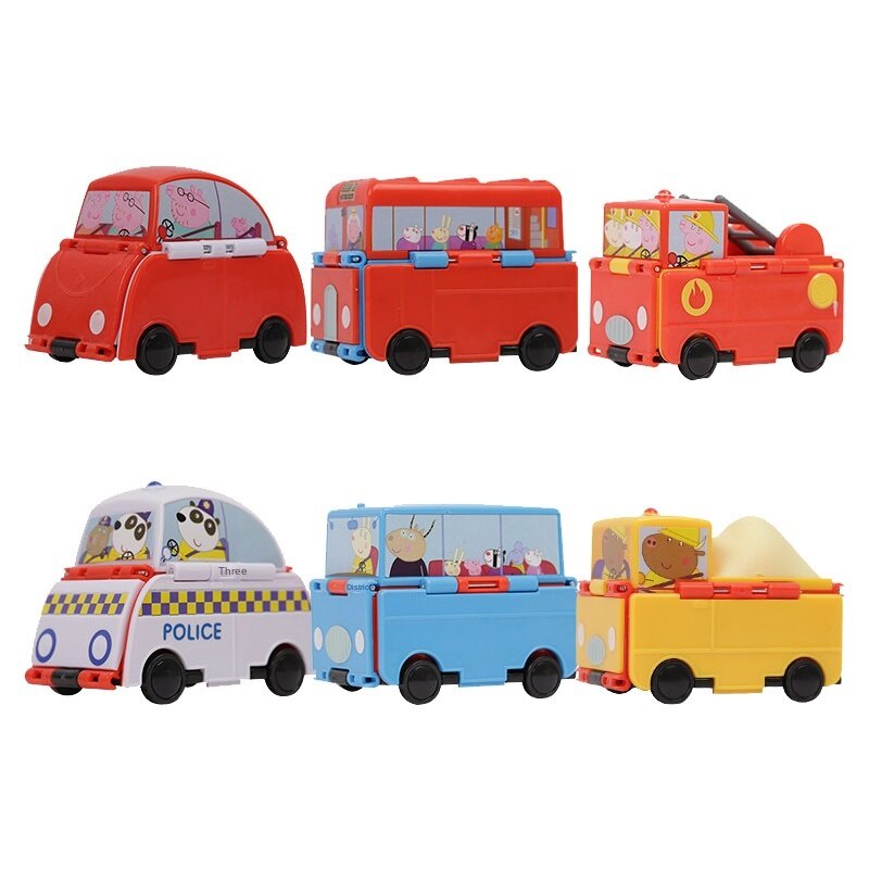 Peppa Pig Toy Set Little Zhu Peppa Fun Change School Bus Family Car