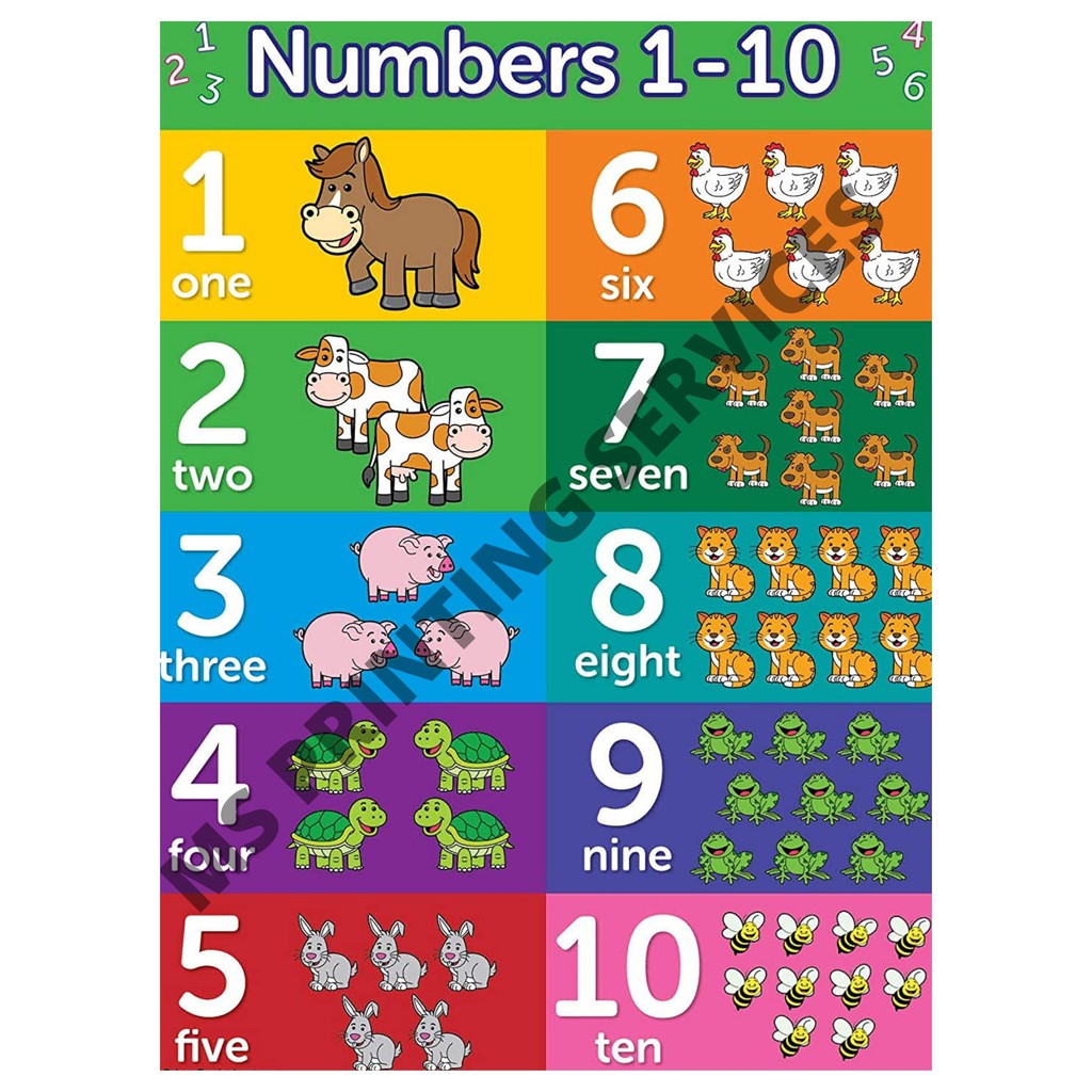 Laminated Chart (Numbers 1-10 with Images) | Shopee Philippines