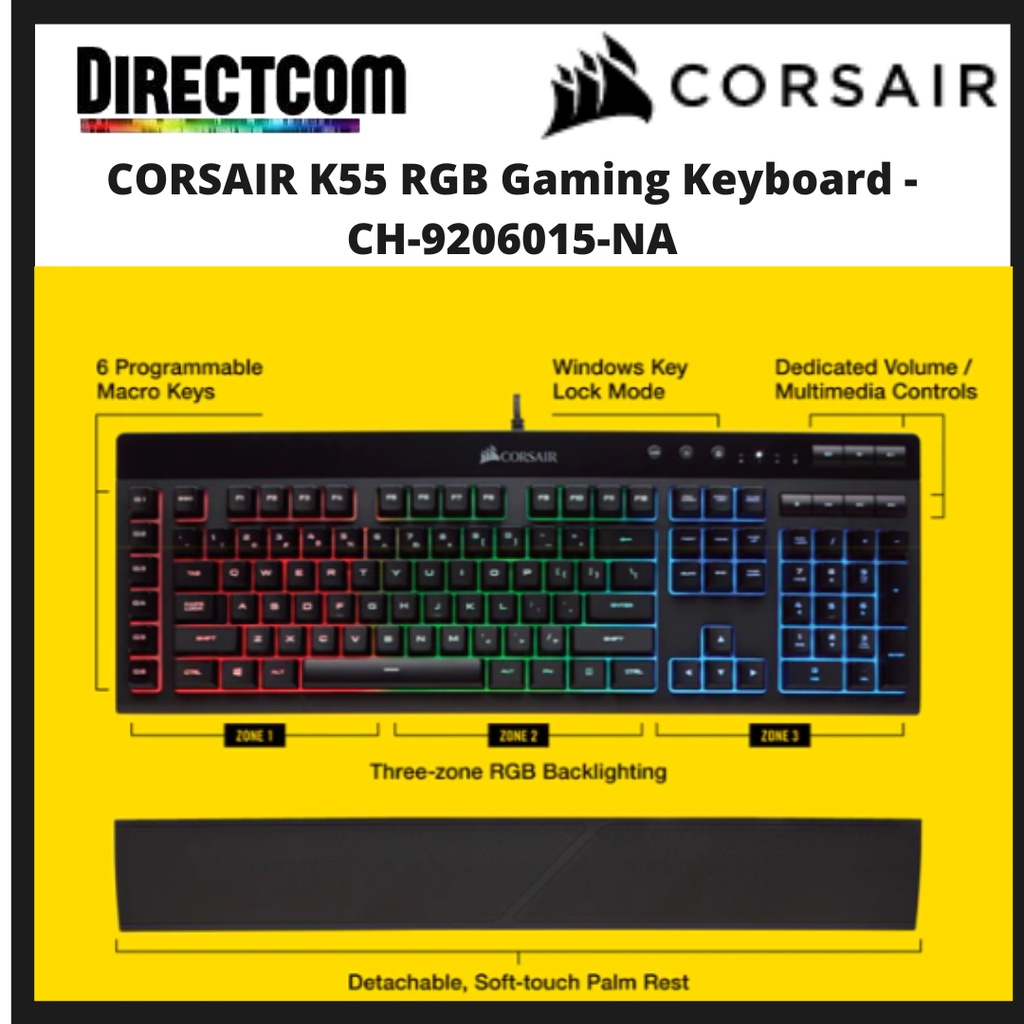 Corsair K55 RGB Wired Full Size Gaming Keyboard CH-9206015-NA | Shopee ...