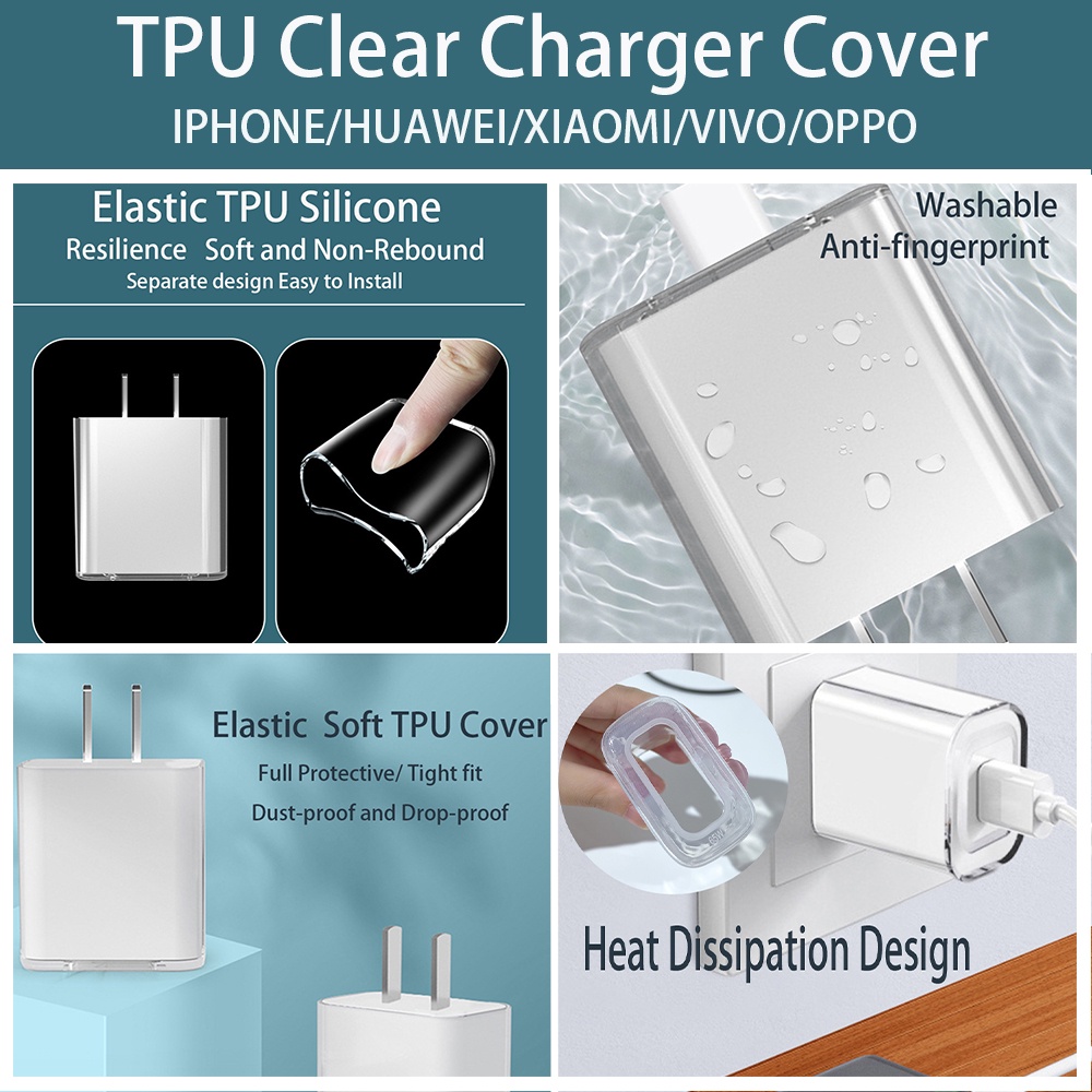 Charger Protector TPU Soft Silicone Clear Chargering Cover for Phone ...