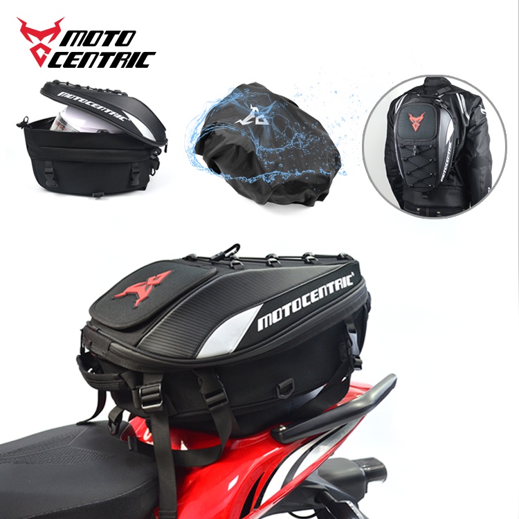 Motocentric Motorcycle Backpack Helmet Bag Waterproof Carbon Fiber Moto  Backpack Hard Shell Reflective Motorbike Suitcase Black