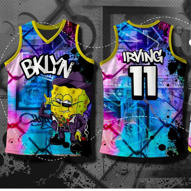 KYRIE IRVING SPONGEBOB JERSEY BROOKLYN NETS KYRIE IRVING SPONGEBOB FULL SUBLIMATION