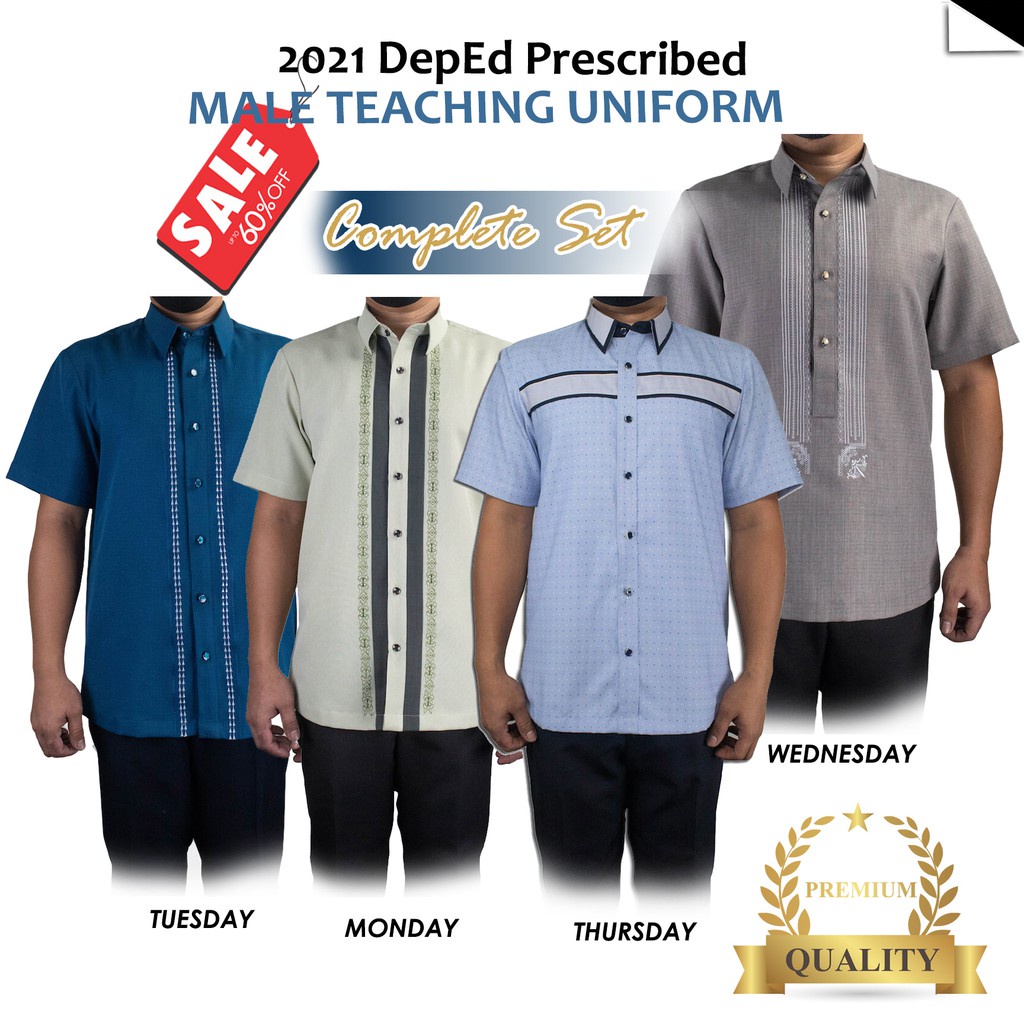 2021 DepEd School Teaching Uniform for MALE Set on Monday Tuesday