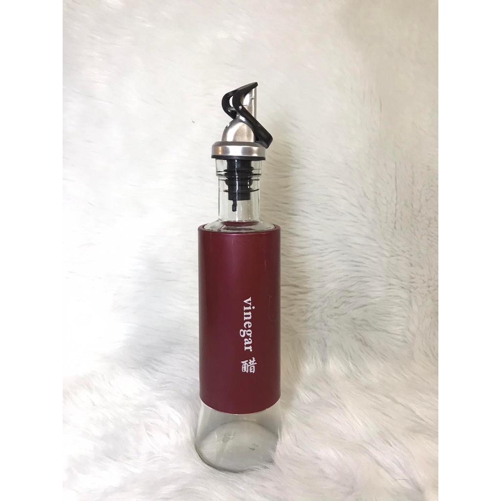 Elegant Colored Glass Stainless Steel Cover Liquid Condiments Container