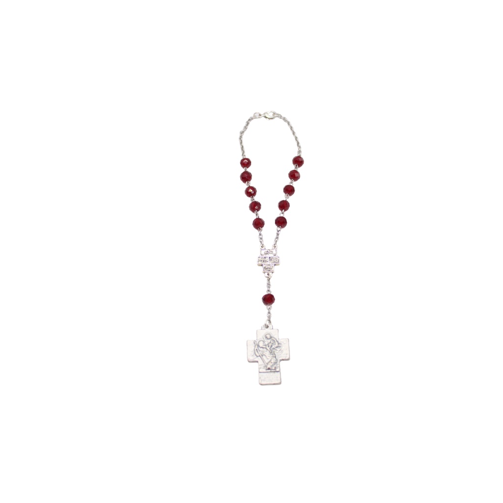 Catholic Baptism Holy Communion Car Rosary Korean Crystal (Maroon ...