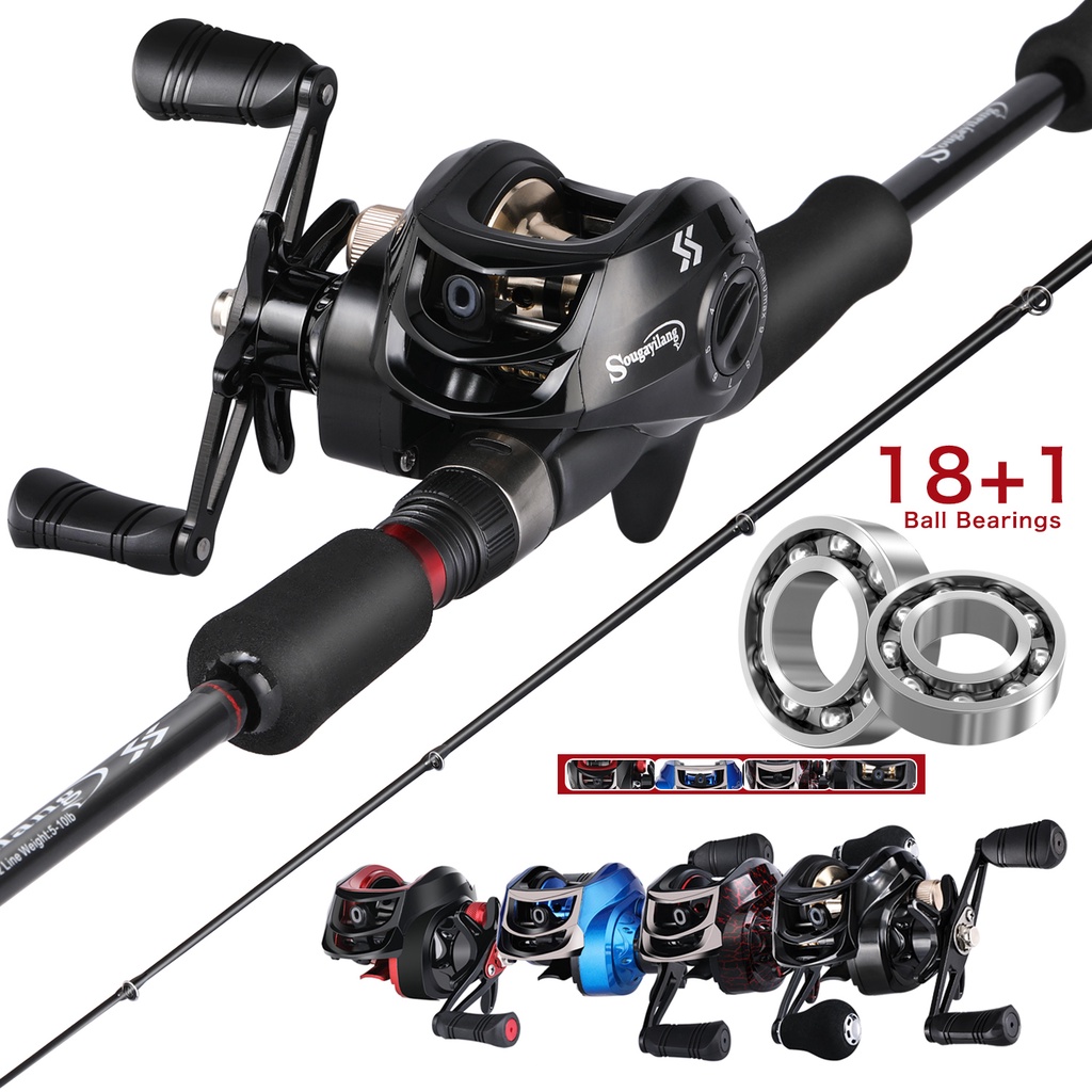 Cheap Casting Fishing Rod Reel Combos 2.1m 4 Sections Baitcasting