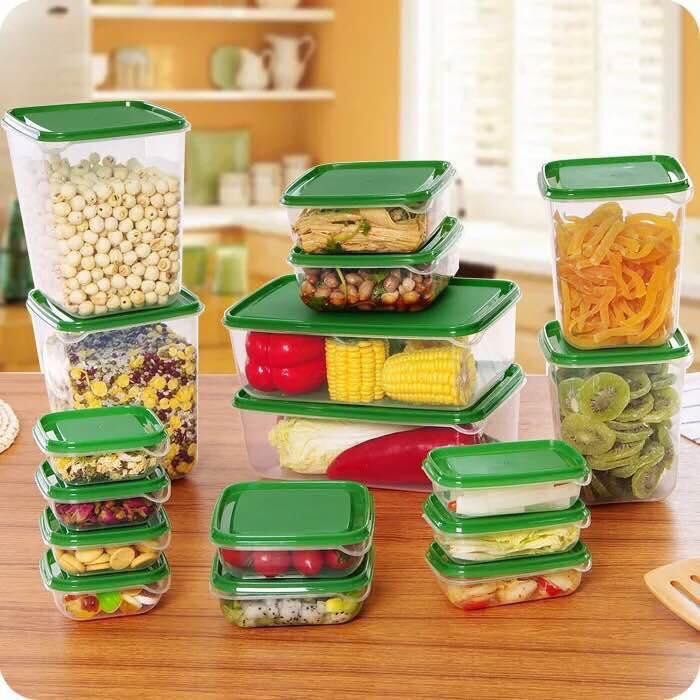 17pcs Refrigerator Plastic Kitchen Container Food Storage | Shopee ...