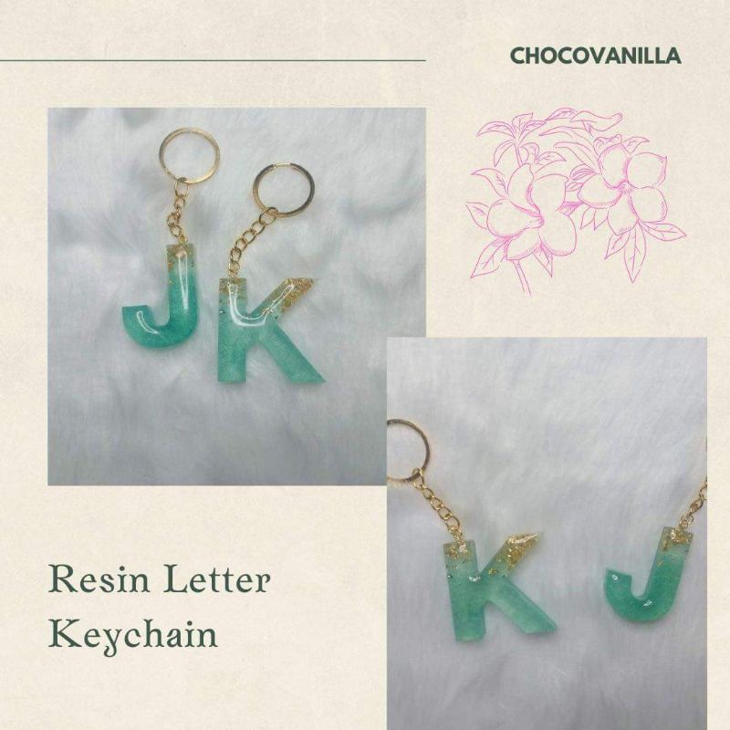 RESIN LETTERS/INITIALS KEYCHAIN with name best Gift Souvenir