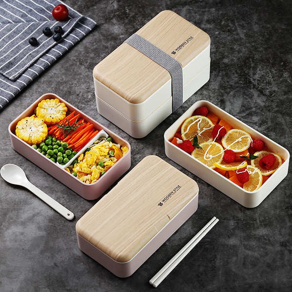 1pc*1100ml cream+gray student plastic lunch box microwave oven office  workers high appearance box with small sauce box ,tableware Japanese  minimalist lunch box 3 compartment