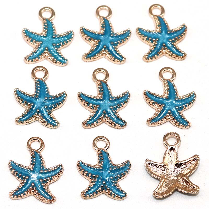 starfish Enamel Charm 15mm 10Pcs Mix Color Nautical Ocean Shell pendant ...