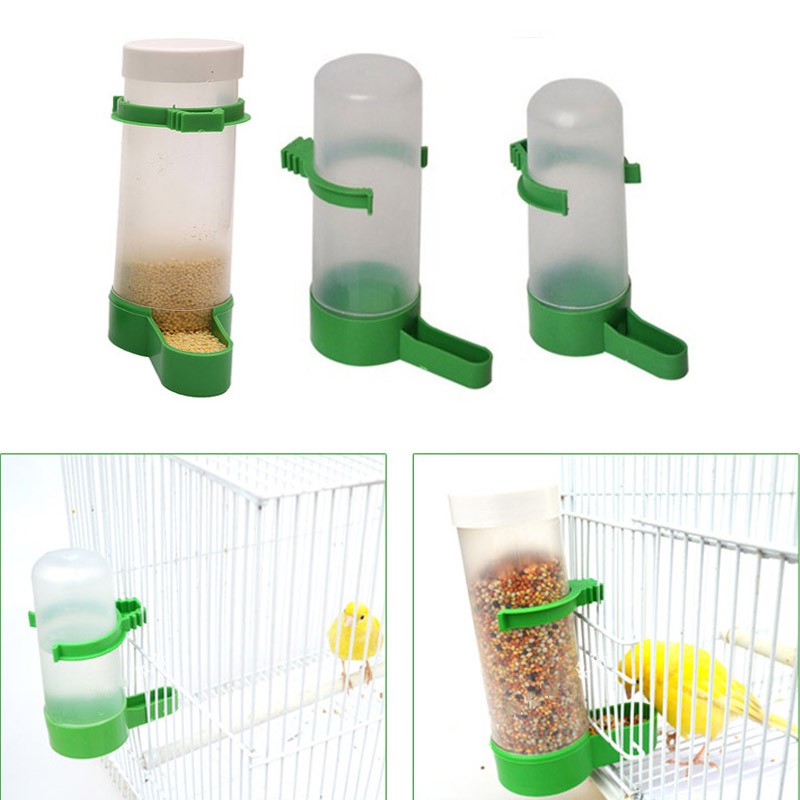 2Pcs/1Pc Birds Automatic Drinking Cups Cage Hanging Feeders And Drinker ...