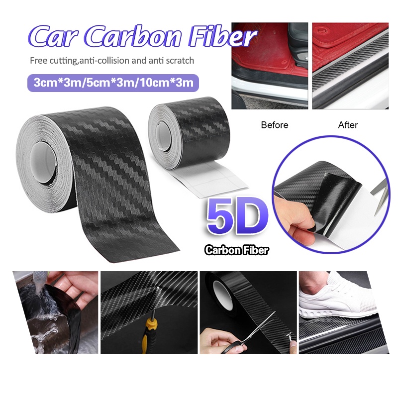 Car Door Sill Bumper AntiCollision Carbon Fiber SelfAdhesive