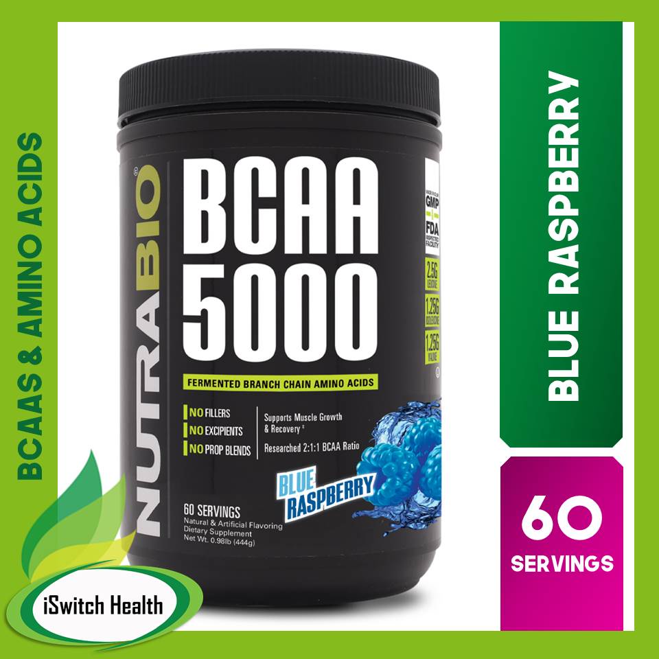 Nutrabio BCAA 5000 UltraPremium Amino Acids Blue Raspberry 60