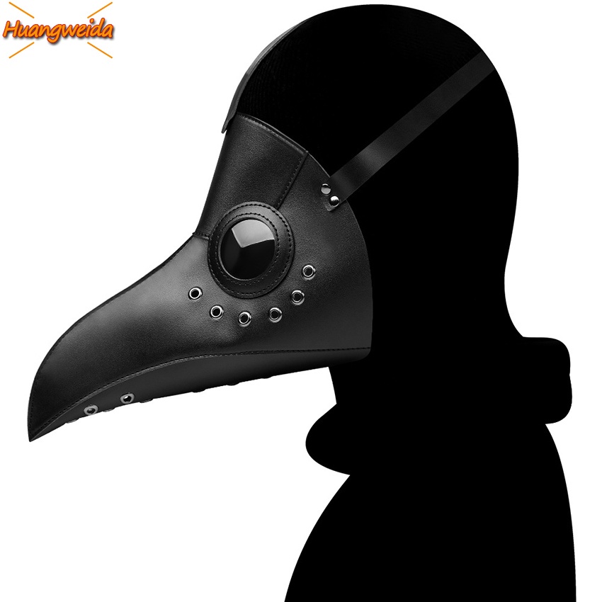 Plague Doctor Mask Leather Black Beak Plague Doctor Halloween Steampunk ...