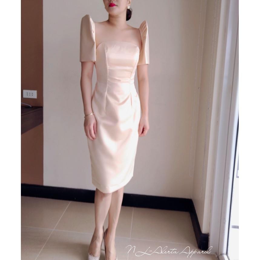 white christmas dresses Black Gazar Cocktail Filipiniana Dress