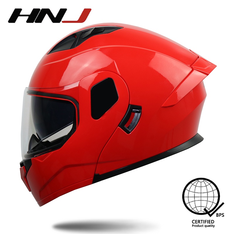 HNJ 937 Plain Full Face Motorcycle Dual Visor Modular Helmet Women ...