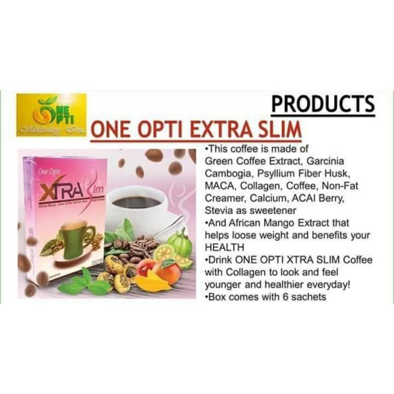 ONE OPTI XTRA SLIM COFFEE 100 ORIGINAL Shopee Philippines