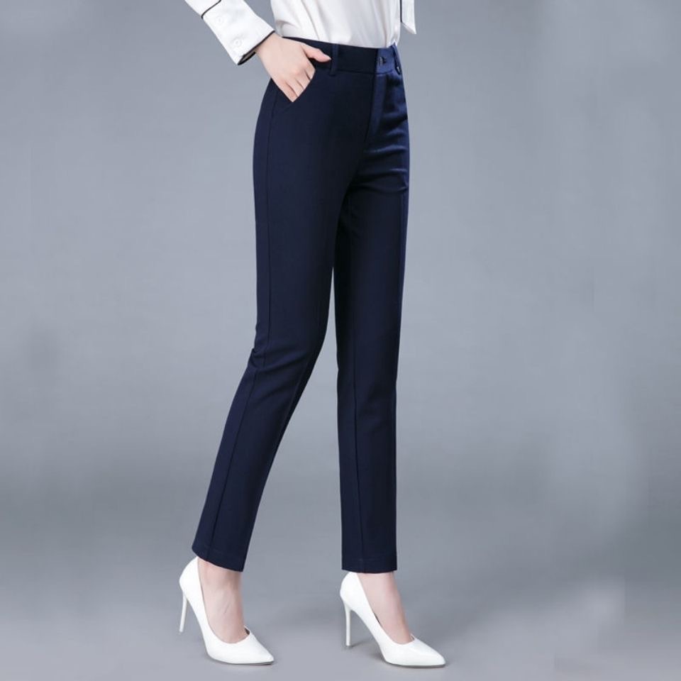 Casual suit pants women's new high waist elastic thin OL professional ...