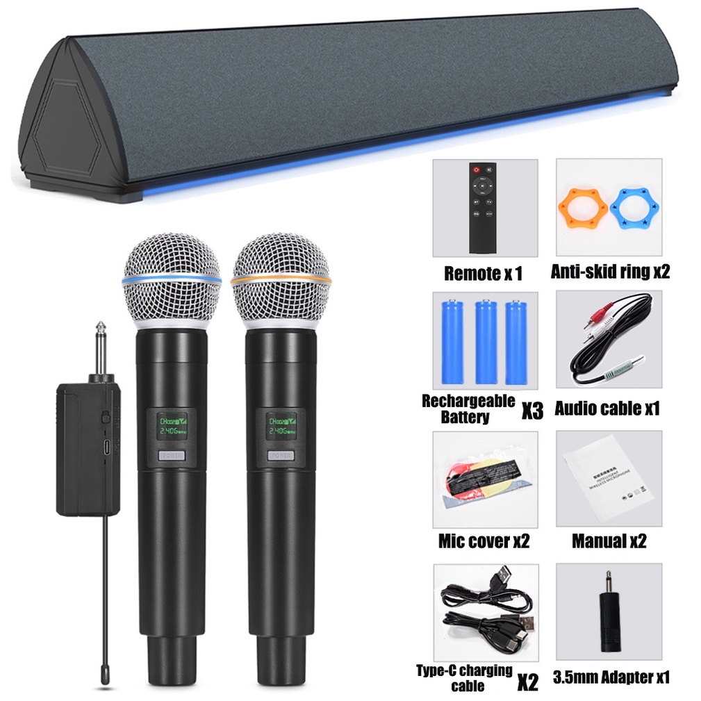Home Theater Microphone Sound Bar KTV Wireless Karaoke EQ TV Speaker