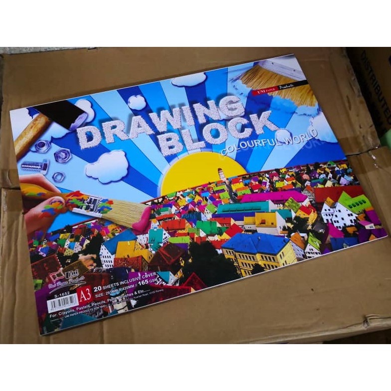 Uni 165gsm A3 Drawing Block / Painting Paper 20'S S1652 Shopee