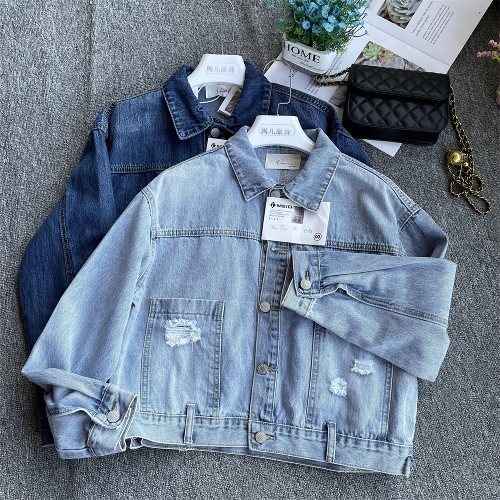 Girl Fashion Denim Jacket 2022 New Good Quality Frayed Coat | Shopee ...