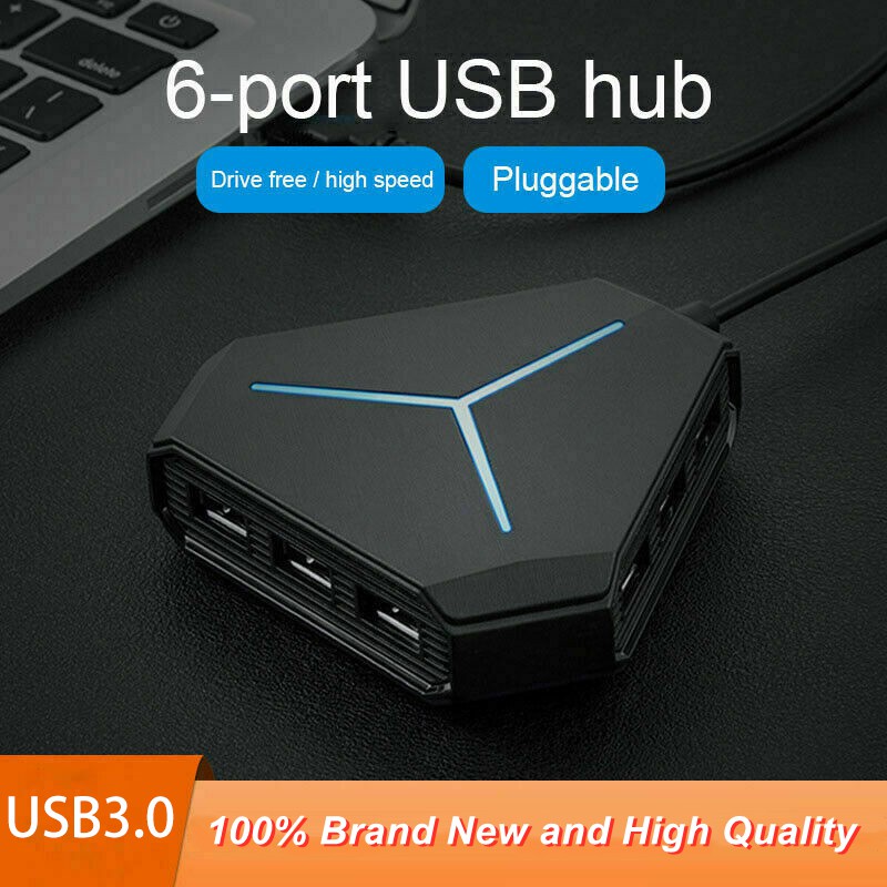 6 Ports USB Hub USB3.0 Hubs Multiple USB Splitter USB Port High Speed for Macbook Laptop PC