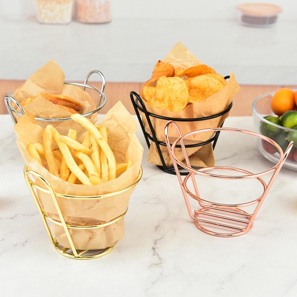 French Fry Holder Fries Metal Basket with Stand Rack for Holding Fries ...