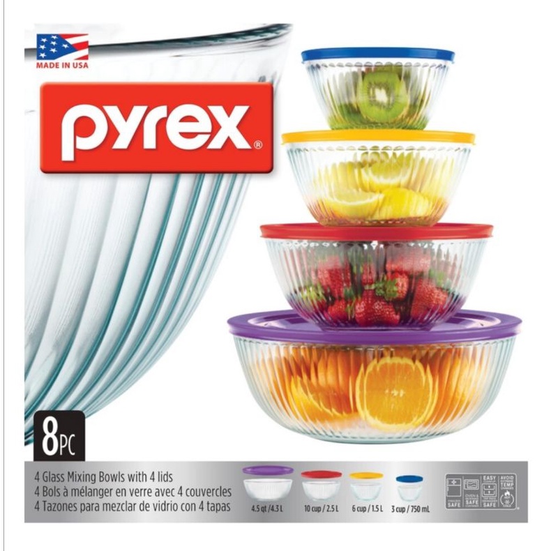 Pyrex Mixing Bowl 8-pieces | Shopee Philippines