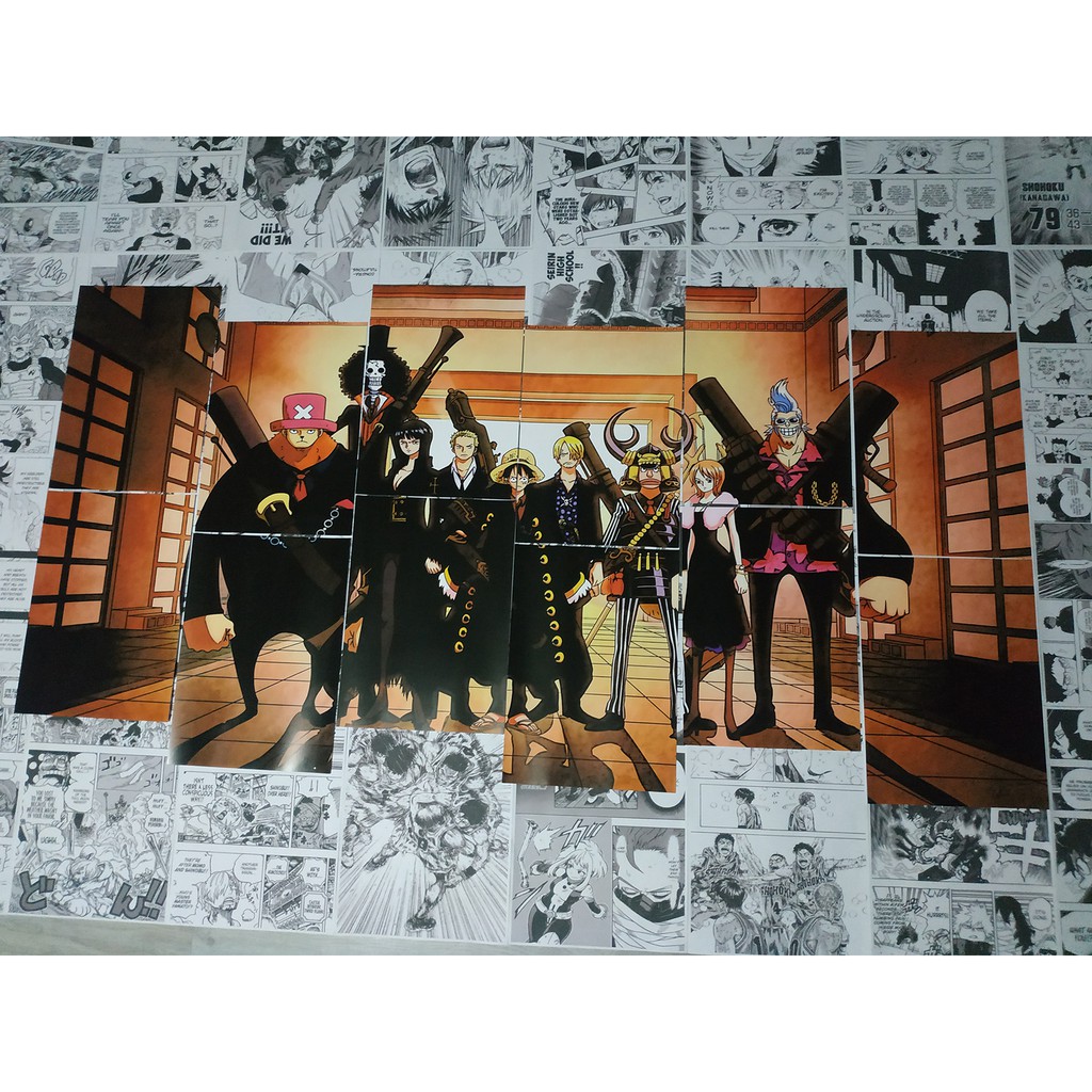 one piece set, strawhat pirate, strong world + 40pcs anime manga panel,  wall decor, puzzle poster | Shopee Philippines