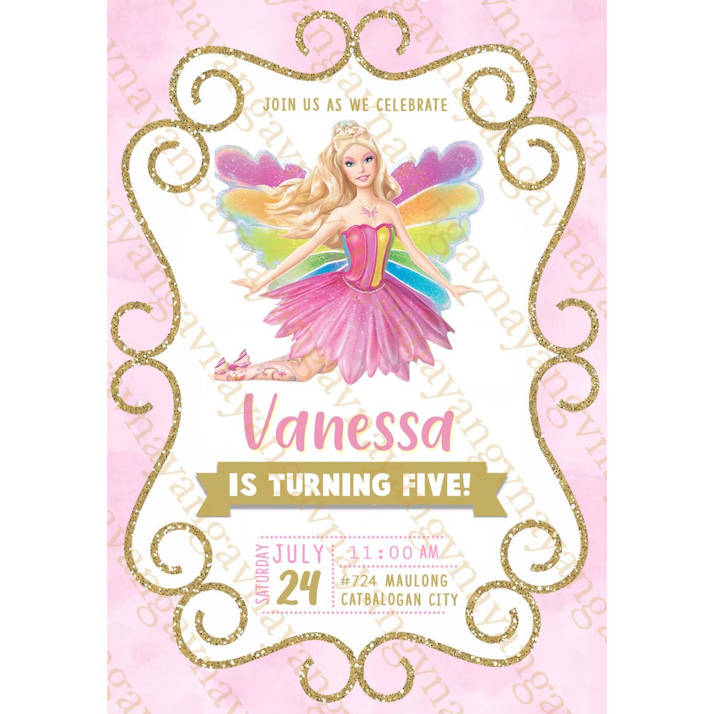 barbie unicorn invitation