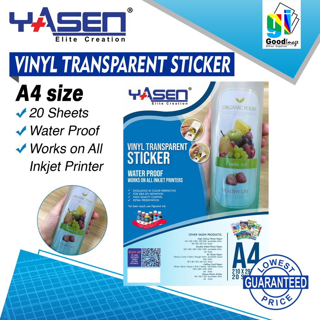 Yasen A4 pet transpaent vinyl sticker | Shopee Philippines